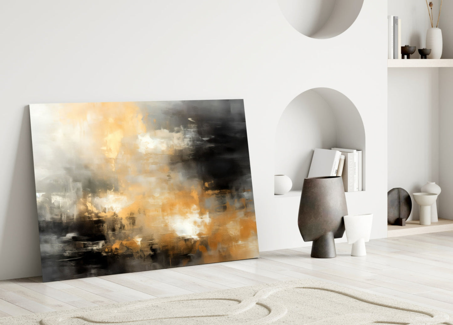 Amber Horizon Abstract Glass Wall Art