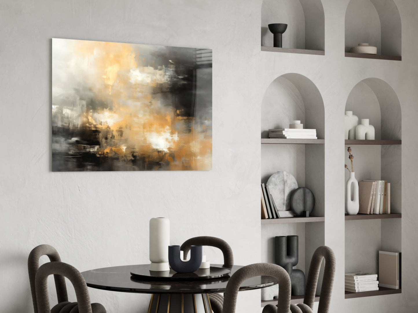 Amber Horizon Abstract Glass Wall Art