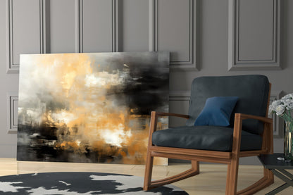 Amber Horizon Abstract Glass Wall Art