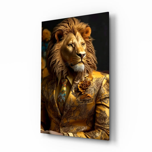 Regal Lion Portrait Glass Wall Art