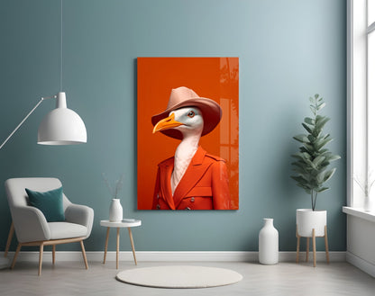 Bird Vogue Glass Wall Art