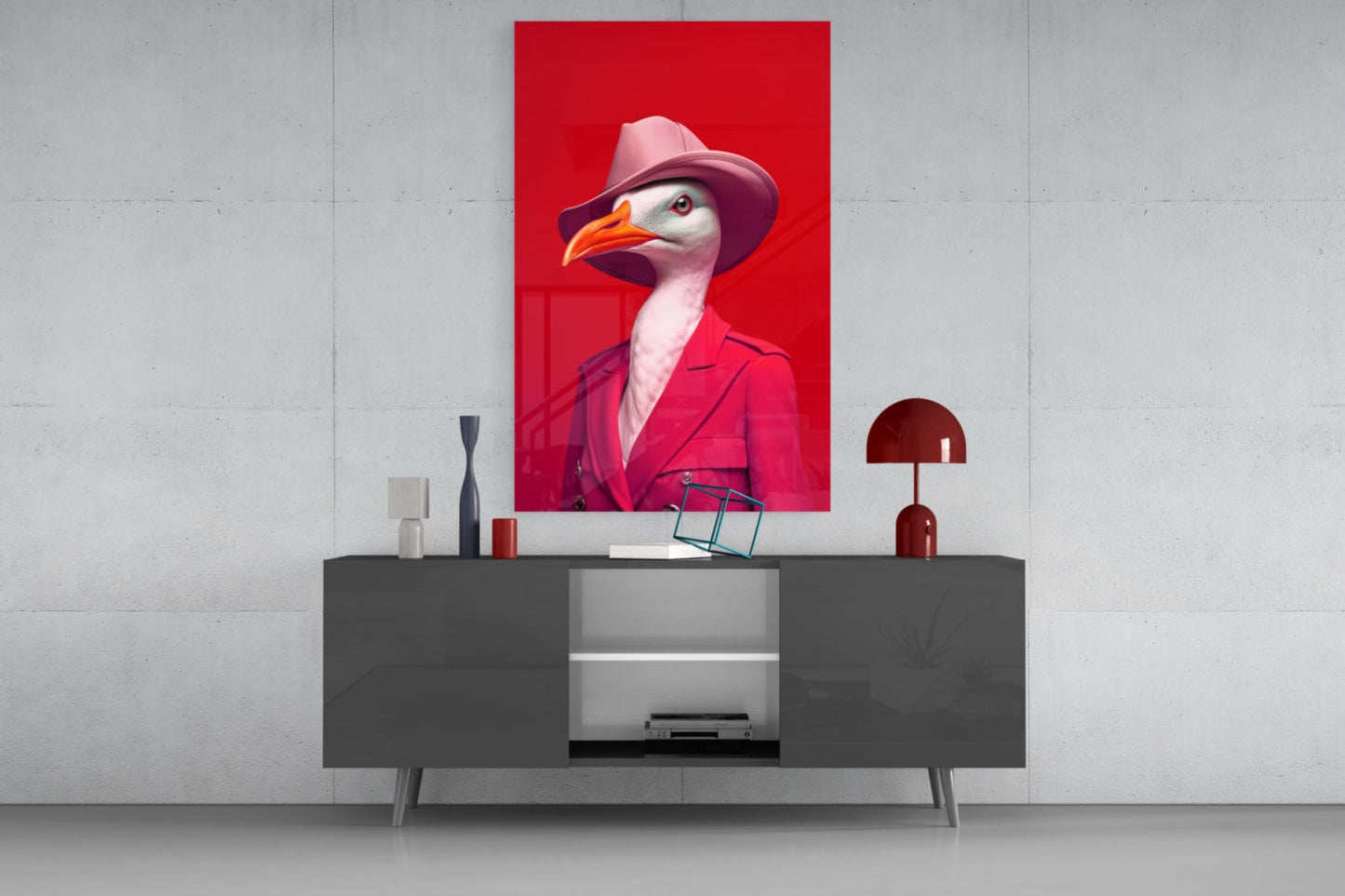Bird Vogue Glass Wall Art