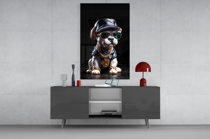 Puppy Vogue Glass Wall Art