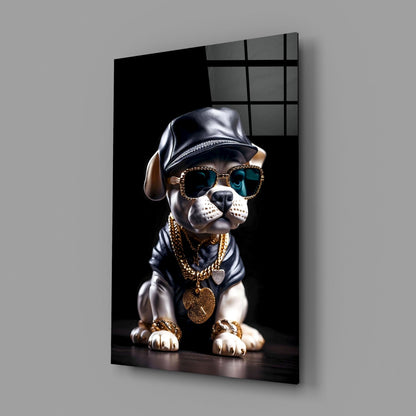 Puppy Vogue Glass Wall Art