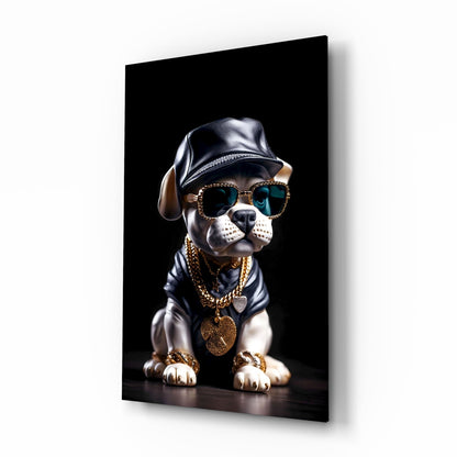 Puppy Vogue Glass Wall Art
