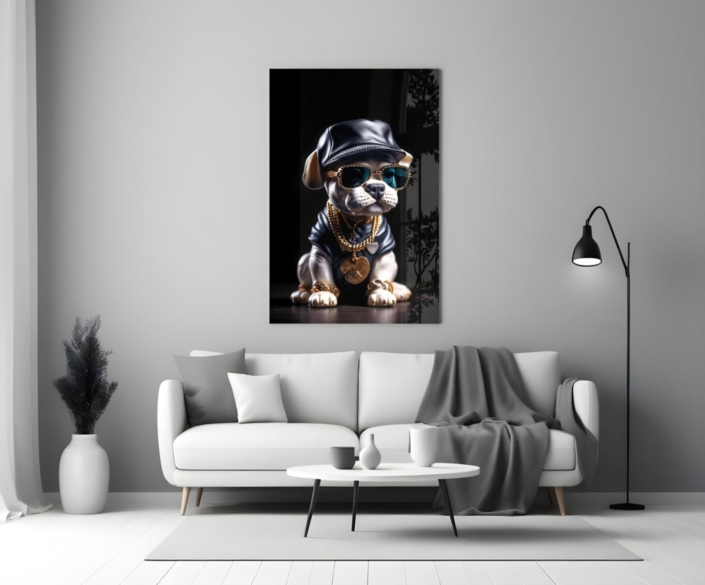 Puppy Vogue Glass Wall Art