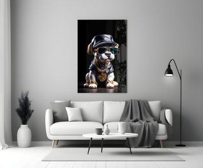 Puppy Vogue Glass Wall Art