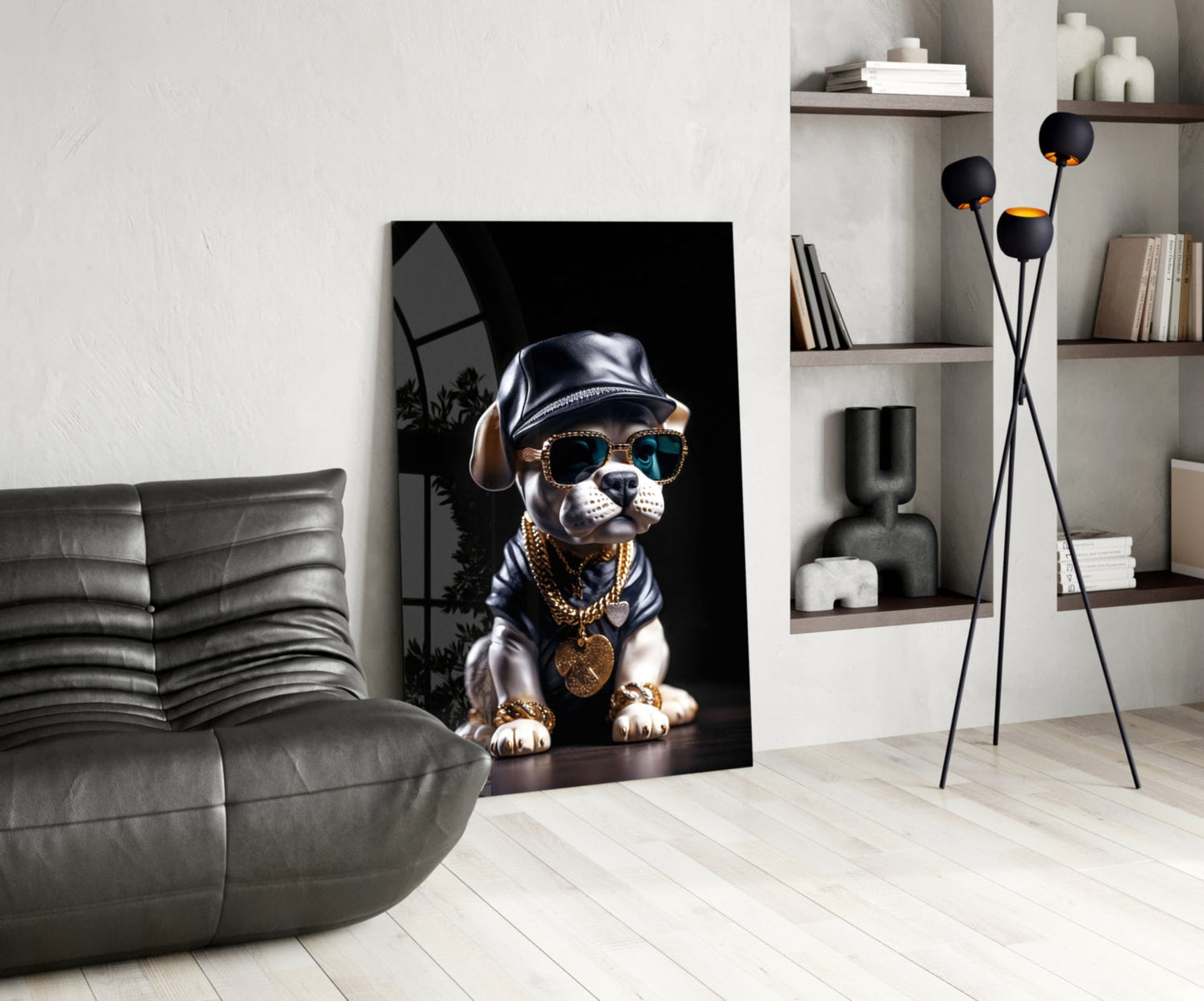Puppy Vogue Glass Wall Art