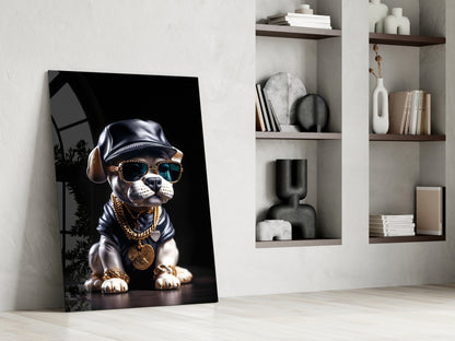 Puppy Vogue Glass Wall Art