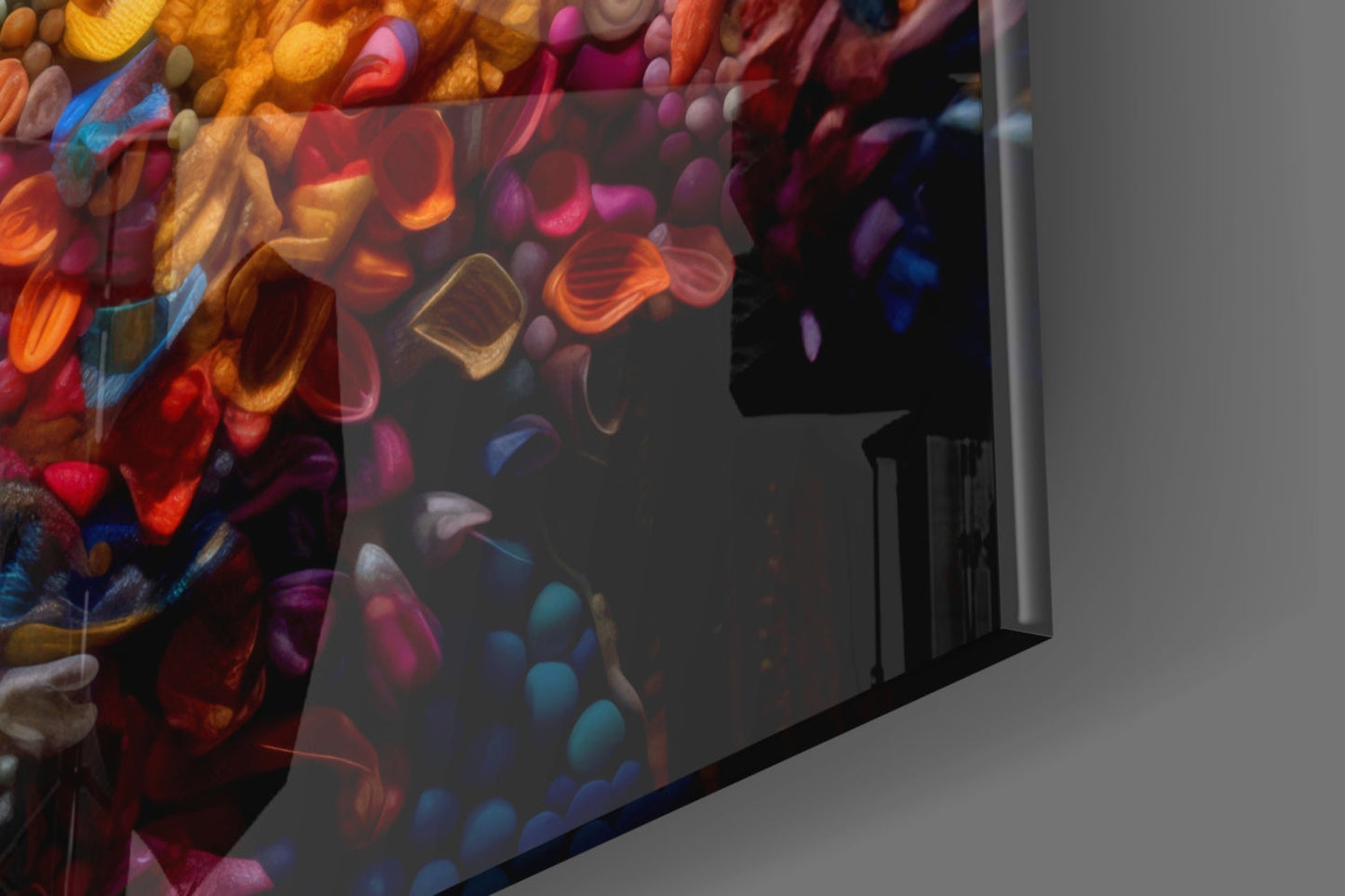 Lips and Flowers Glass Wall Art