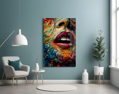 Lips and Flowers Glass Wall Art