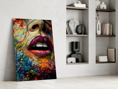 Lips and Flowers Glass Wall Art