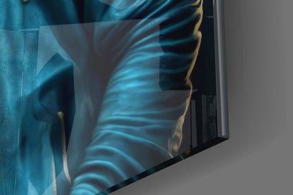 Animal Vogue Cyan Hoodie Glass Wall Art