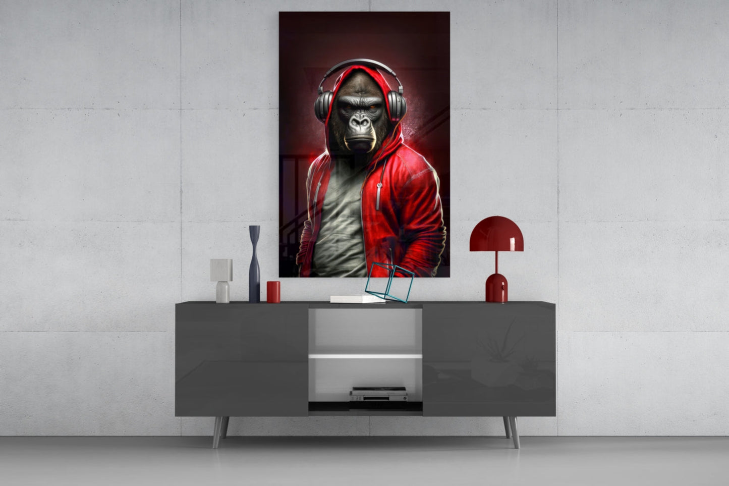 Animal Vogue Scarlet Hoodie Glass Wall Art