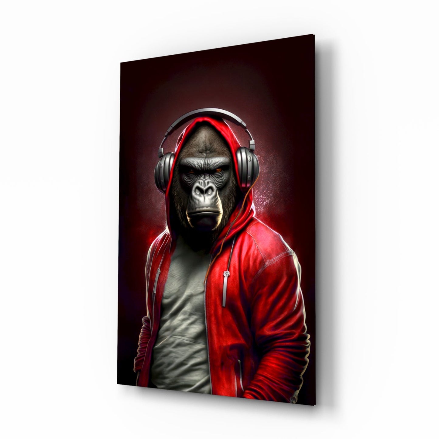 Animal Vogue Scarlet Hoodie Glass Wall Art