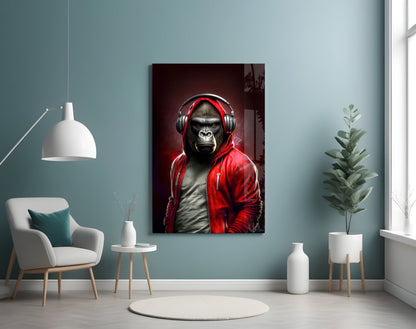 Animal Vogue Scarlet Hoodie Glass Wall Art