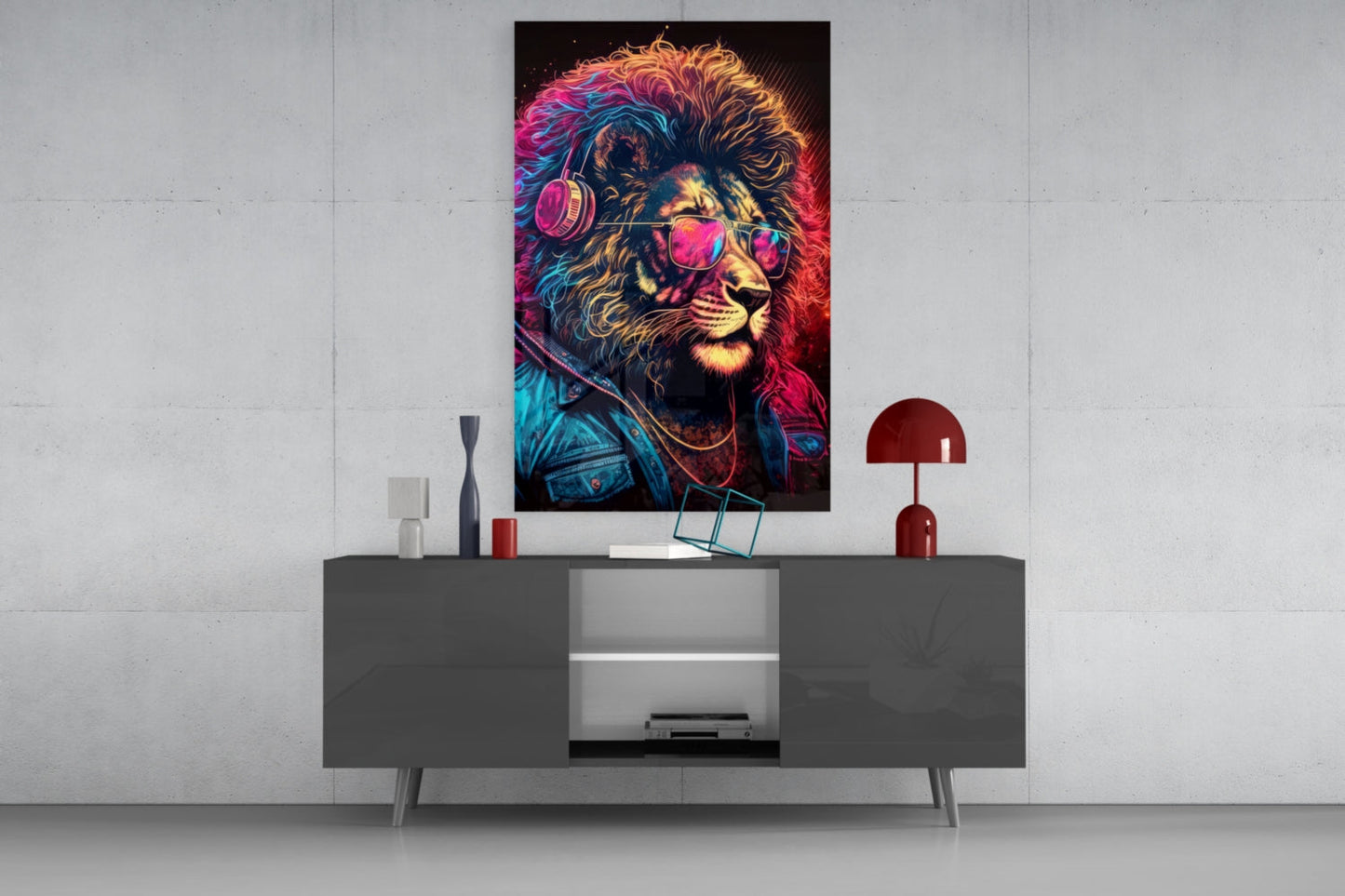 Charismatic Lion Glass Wall Art