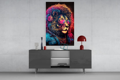 Charismatic Lion Glass Wall Art