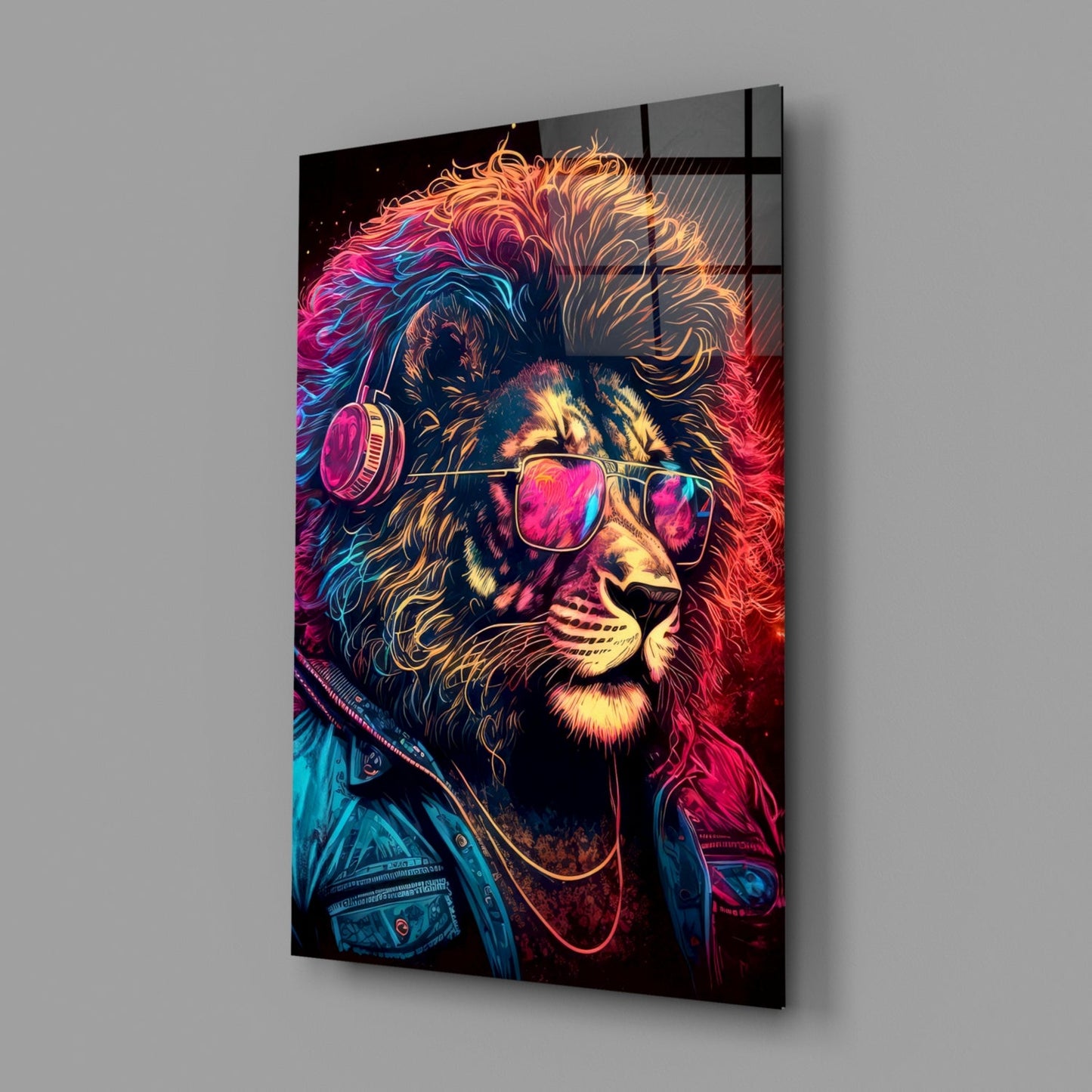 Charismatic Lion Glass Wall Art