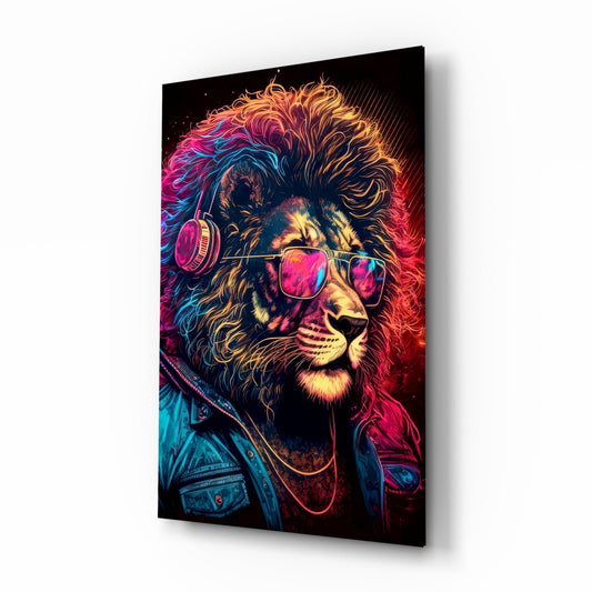 Charismatic Lion Glass Wall Art