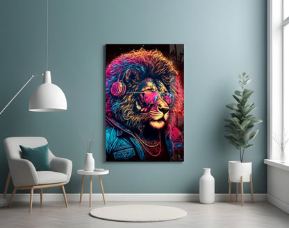 Charismatic Lion Glass Wall Art