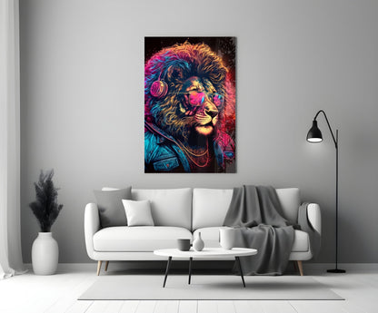 Charismatic Lion Glass Wall Art