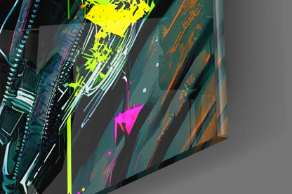 Cyberpunk Portrait Glass Wall Art