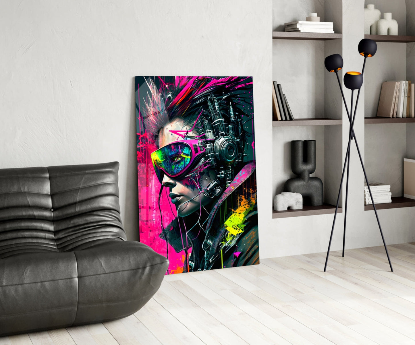 Cyberpunk Portrait Glass Wall Art