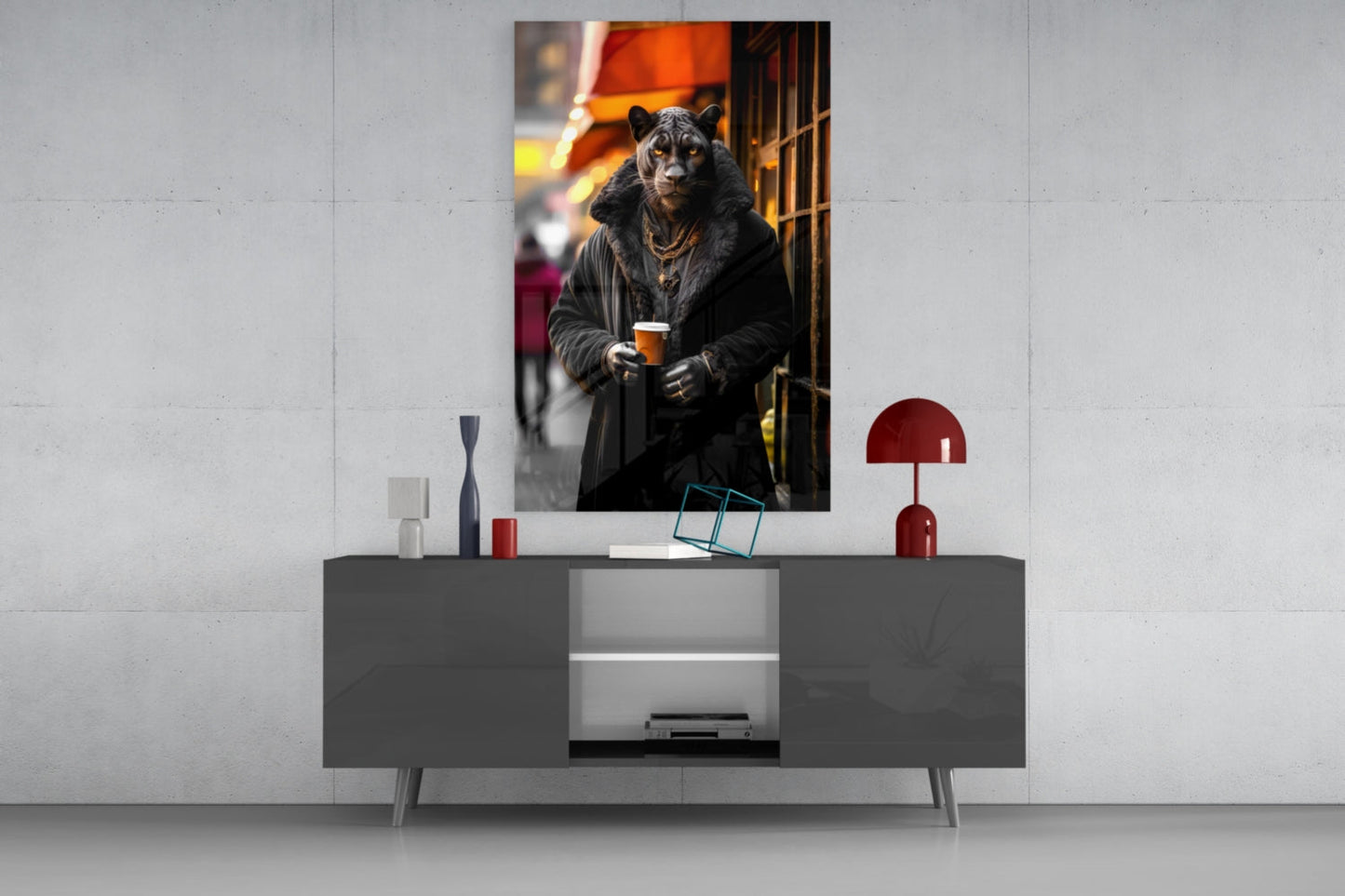 Java the Leopard Glass Wall Art
