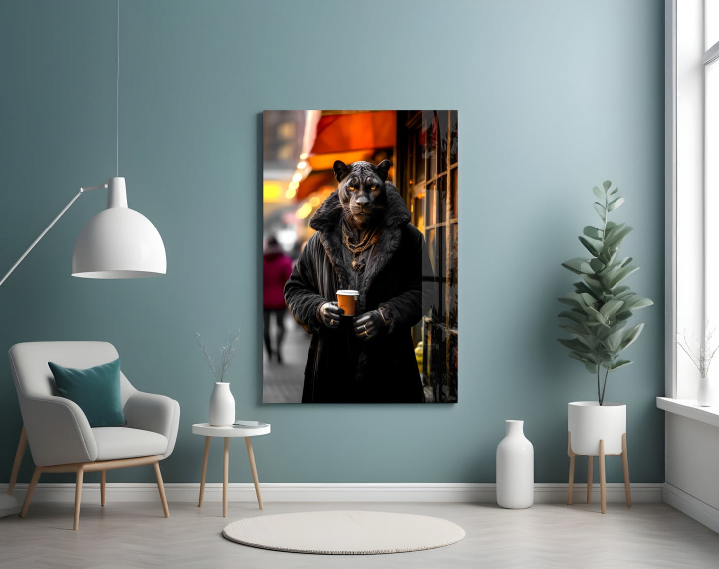 Java the Leopard Glass Wall Art