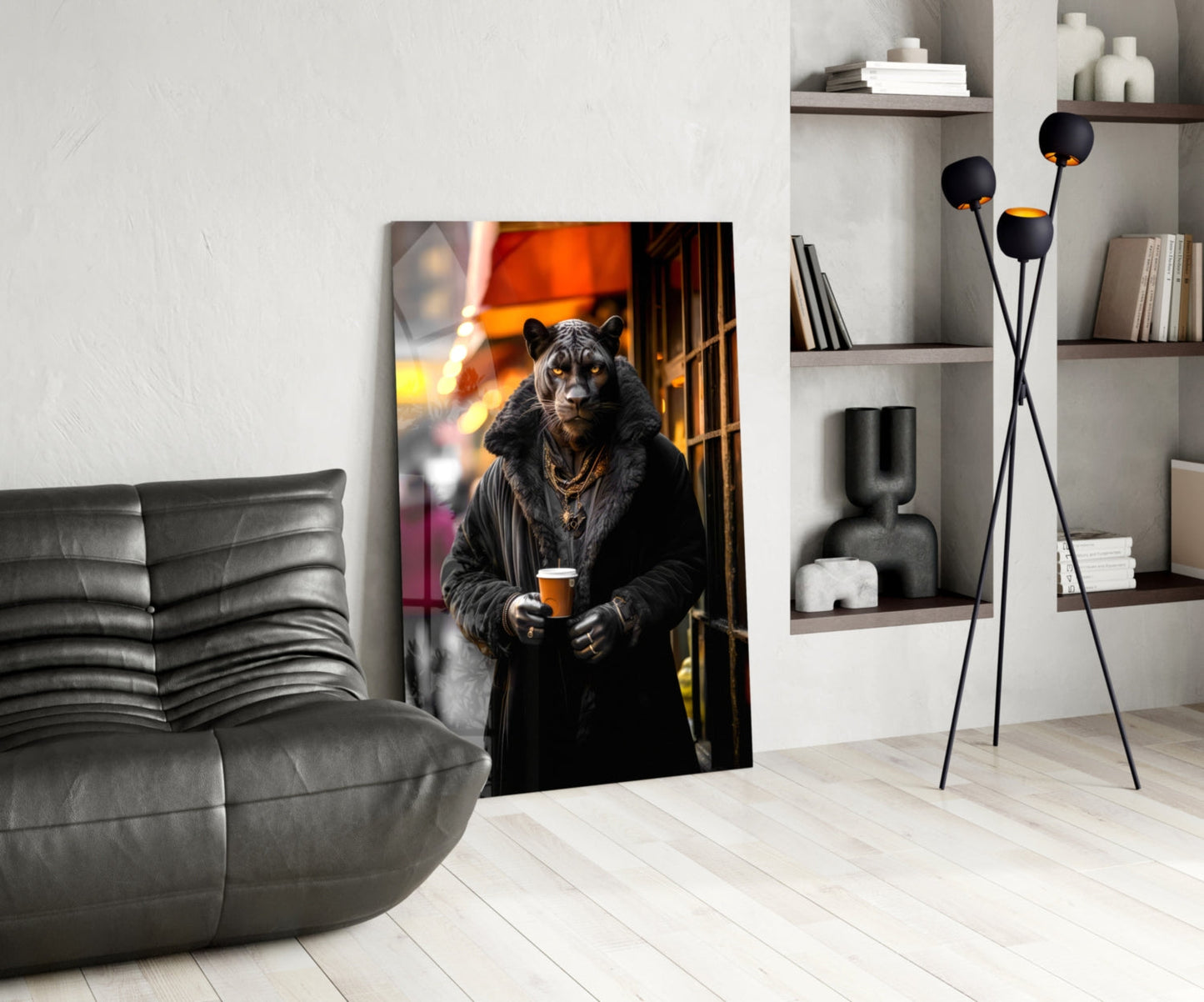 Java the Leopard Glass Wall Art