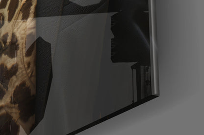 Giraffe In Tuxedo Bow Tie Glass Wall Art