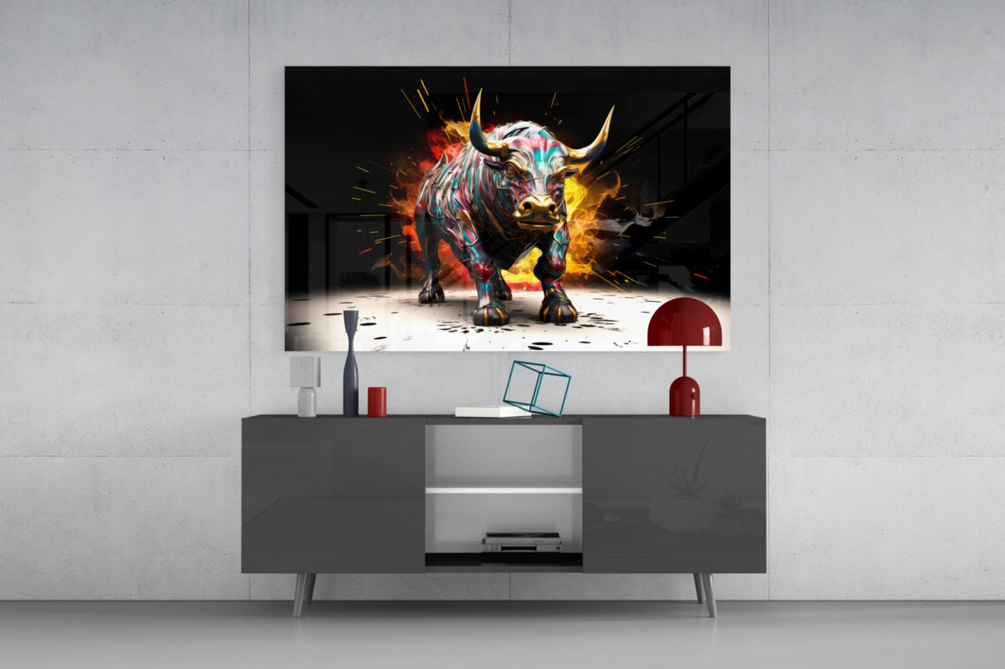 Bull Glass Wall Art