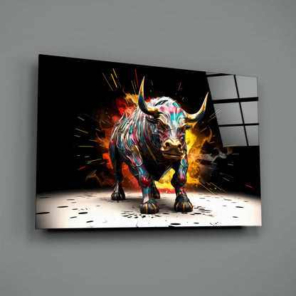 Bull Glass Wall Art