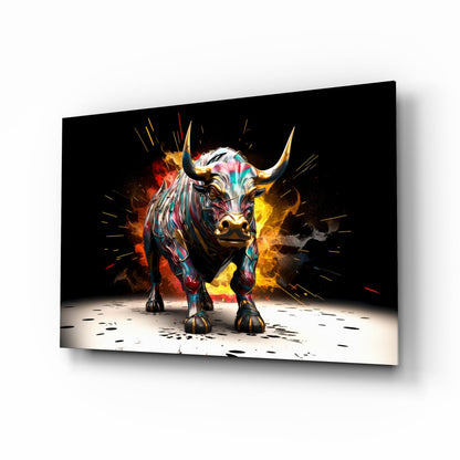 Bull Glass Wall Art