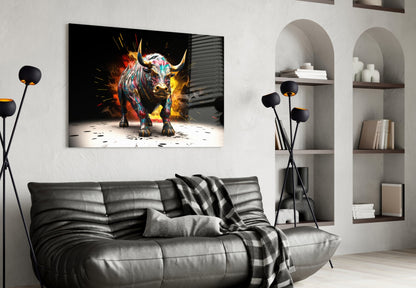 Bull Glass Wall Art