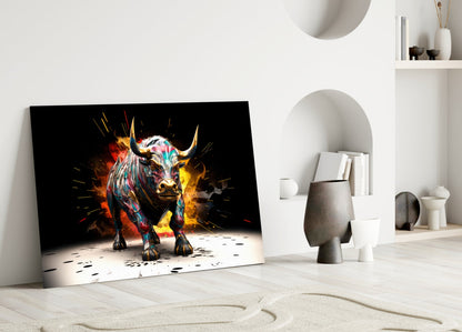 Bull Glass Wall Art