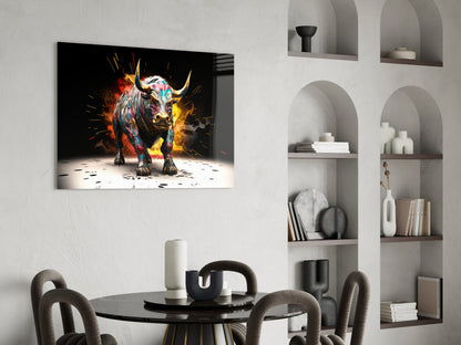 Bull Glass Wall Art