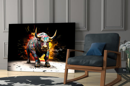 Bull Glass Wall Art