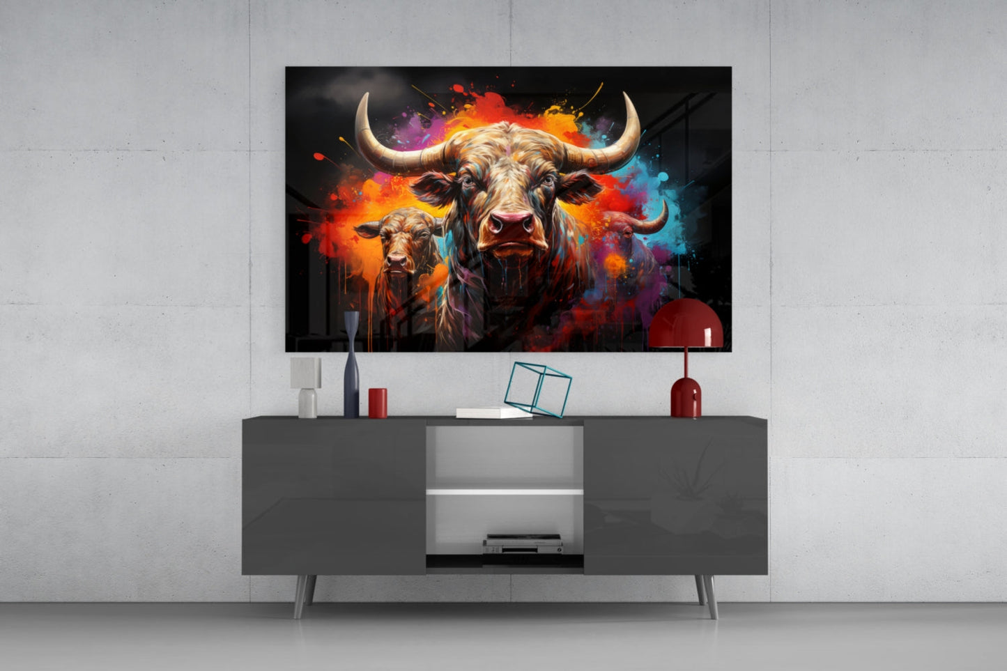 Bull Glass Wall Art