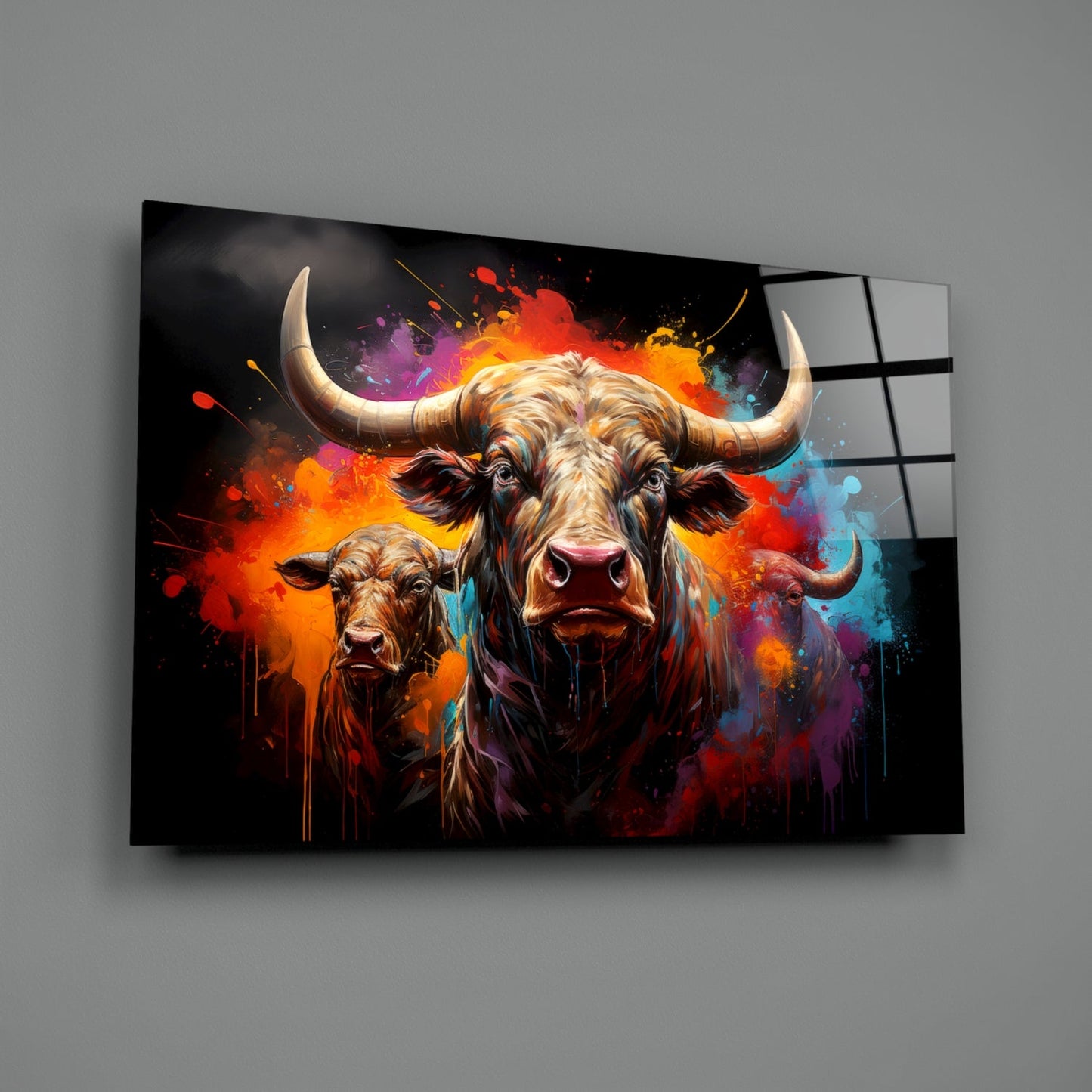Bull Glass Wall Art