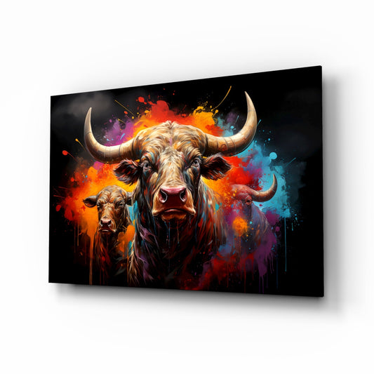 Bull Glass Wall Art