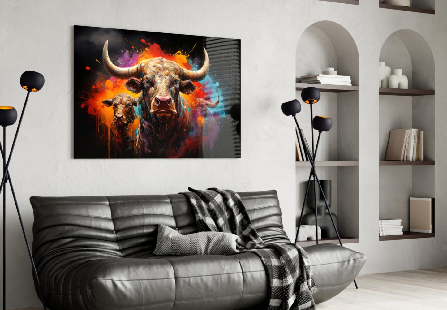 Bull Glass Wall Art