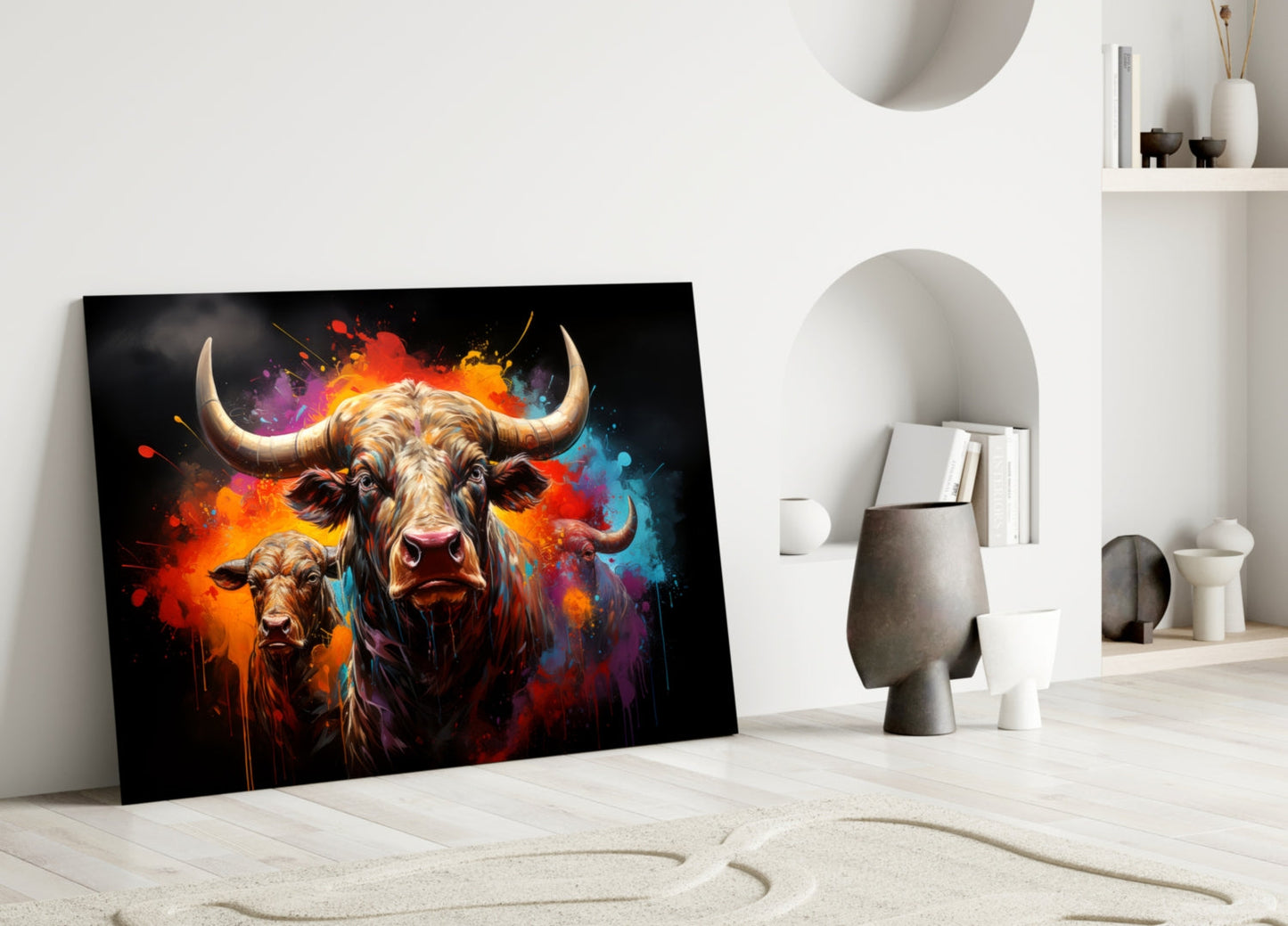 Bull Glass Wall Art