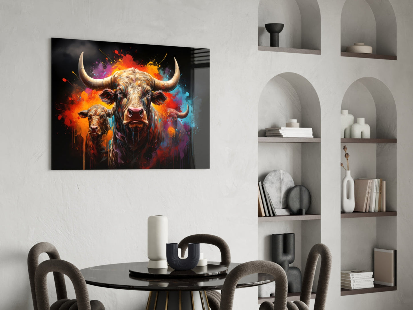 Bull Glass Wall Art