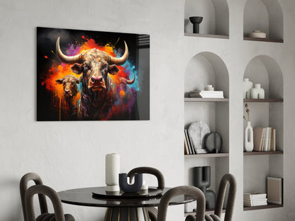 Bull Glass Wall Art