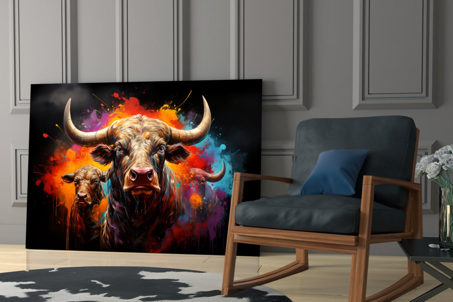 Bull Glass Wall Art