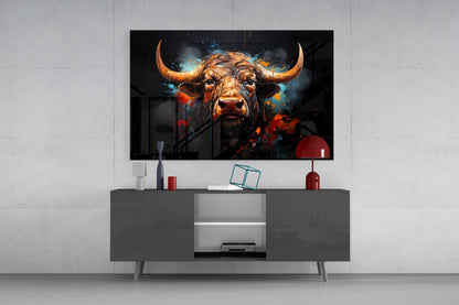 Bull Glass Wall Art
