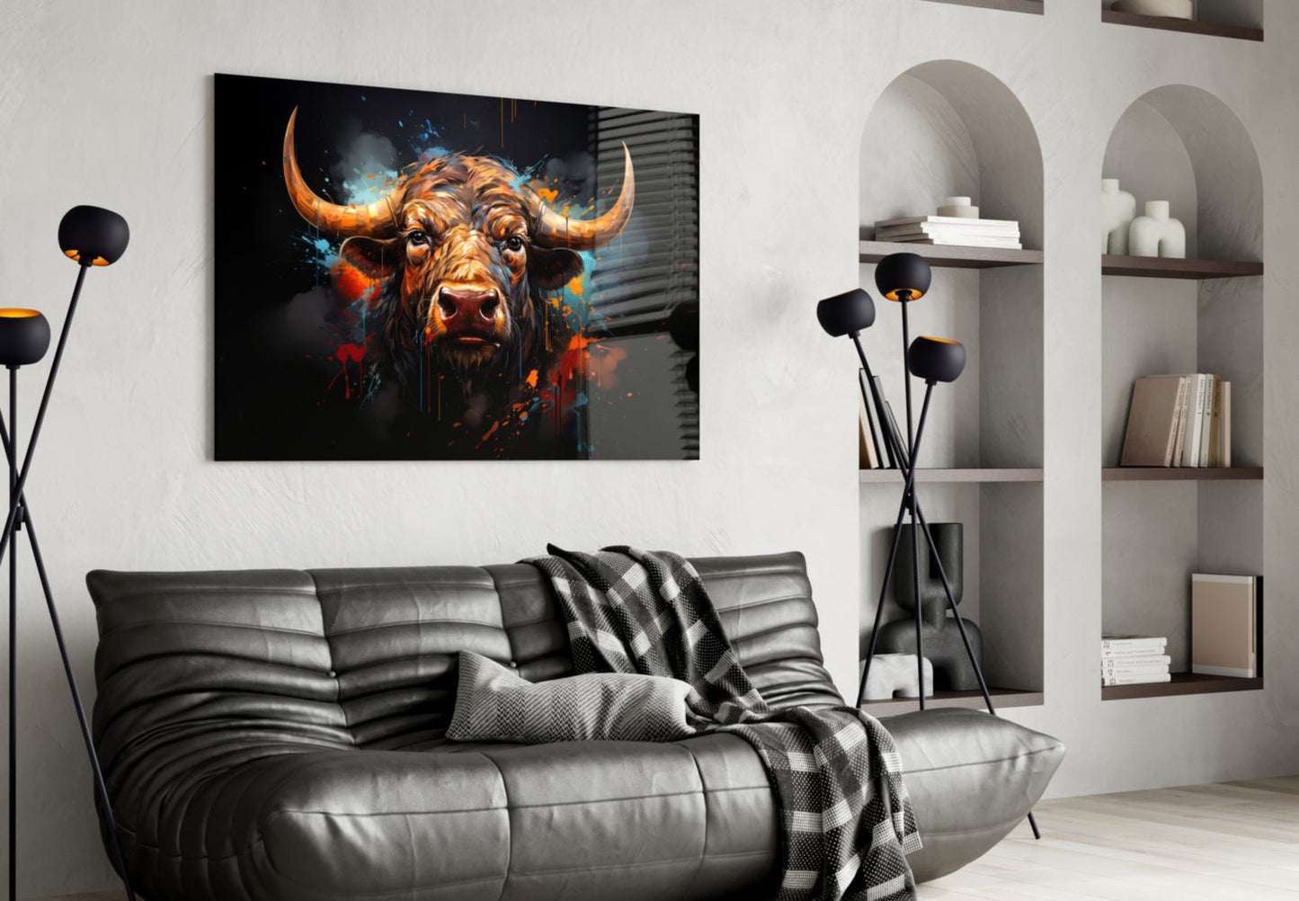Bull Glass Wall Art