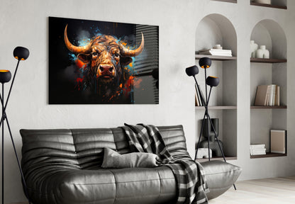 Bull Glass Wall Art